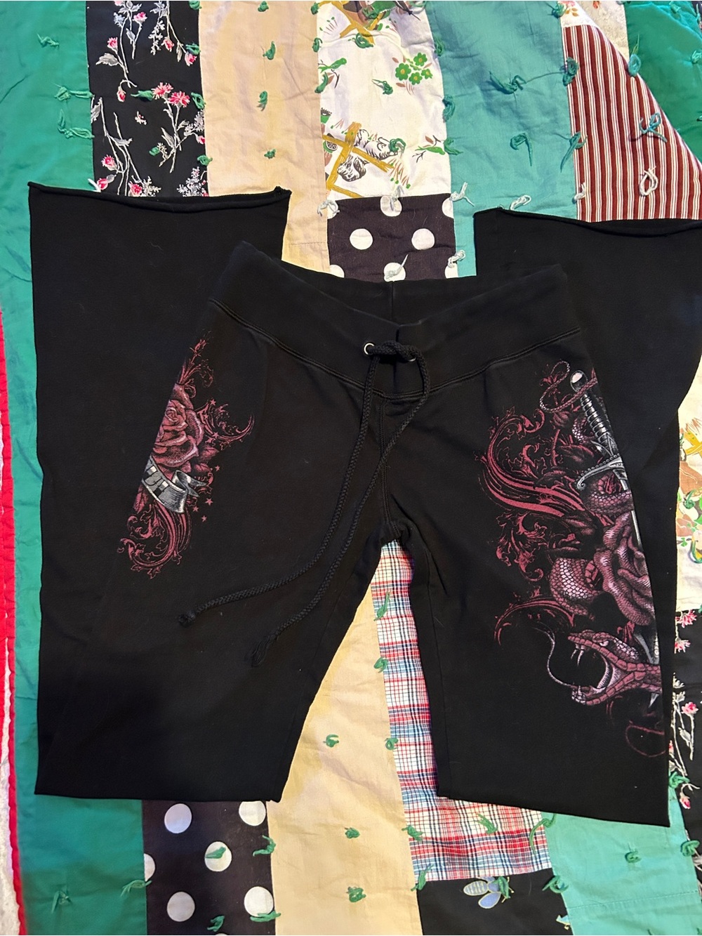 Vintage Sinful by Affliction black bootcut lounge pants
